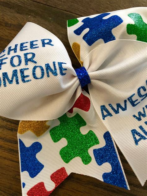 Autism Cheer Bow Autism Awareness Bow Autism Bow Autism Etsy