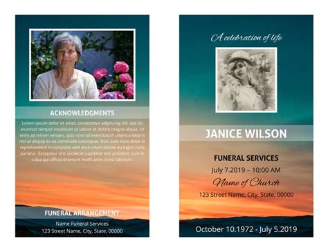 Ms Word Funeral Program Template Funeral Brochure Obituary Etsy