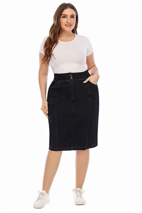 Plus Size Dark Wash Denim Skirtsplus Size Skirts Manufacturer