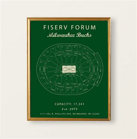 Fiserv Forum Milwaukee Bucks NBA Seating Chart Print Or Etsy