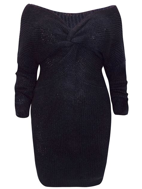 Missguided Missguided Black Sweeheart Twist Knitted Jumper Dress