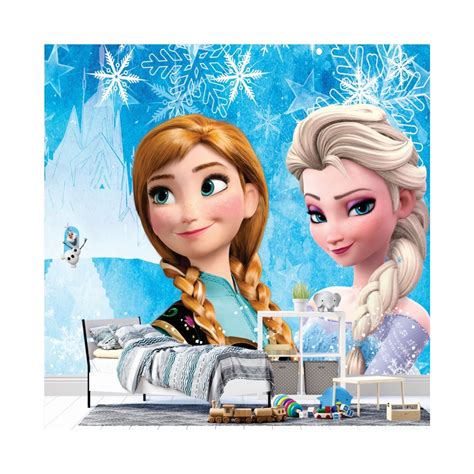 Papel De Parede Foto Mural Infantil Frozen Olaf Elsa E Anna
