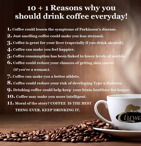 A Coffee Cup And Saucer With The Words 10 Reason Why You Should Drink
