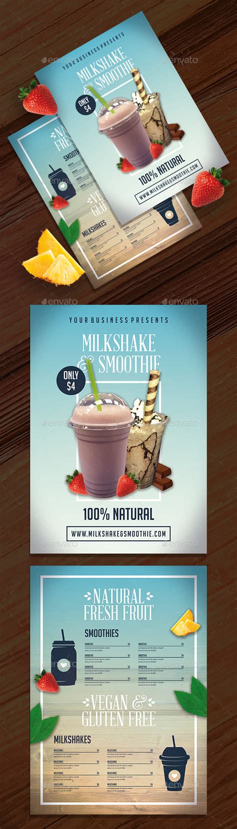 Milkshake And Smoothie Menu Template By Bosstwinsmusic Graphicriver