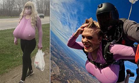 trans teacher with z cup prosthetic breasts dresses as a man outside of school daily mail online