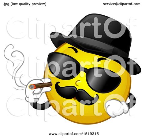 Clipart Of A Yellow Smiley Emoji Maa Gangster Smoking A Cigar