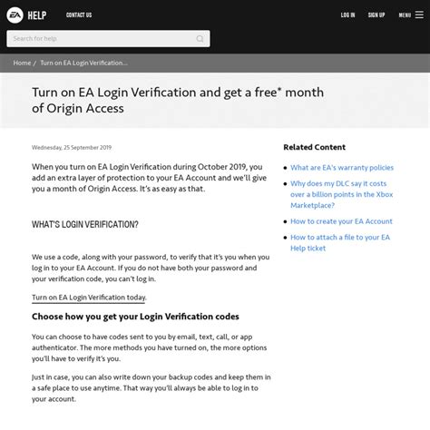Pc Origin Free 1 Month Origin Access If You Turn On Ea Login