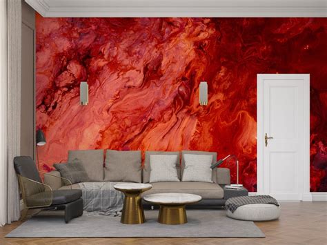 Red Marble Wallpaper Living Room Wallpaper Luxury Wallpaper Etsy
