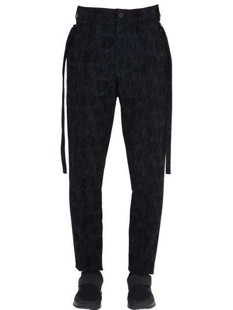 Damir Doma Camo Wool And Cotton Jacquard Pants In Midnight Modesens