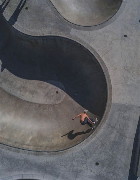 Aerial View Of Man Riding Skateboard Skateboard Pictures Skatepark