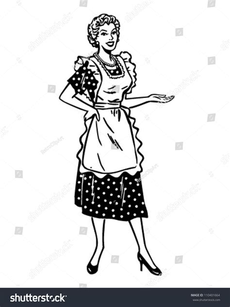 housewife presenter retro clipart illustration 110401664 shutterstock