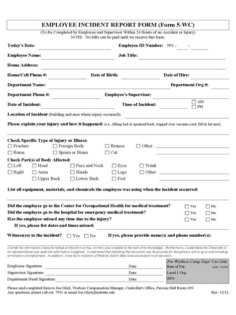 Employee Incident Report 4 Free Templates In Pdf Word Excel Download