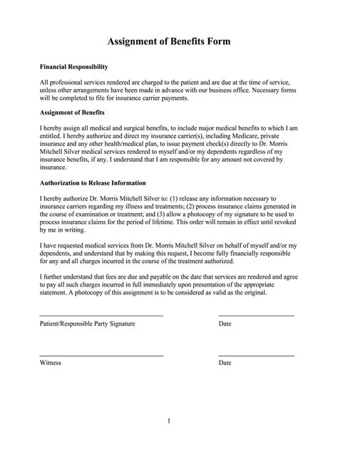 Who can make an assignment? Dr. Morris Mitchell Silver Assignment of Benefits Form - Fill and Sign Printable Template Online ...