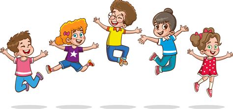 Happy Little Kids Having Fun Vector Illustration Of Cute Kids Jumping