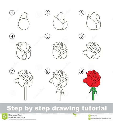 After sketching clean all the unnecessary guides and lines to be ready for the next 6. Drawing Tutorial. How To Draw A Rose Stock Vector ...