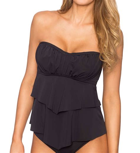 Sunsets Solid Underwire Bandeau Tankini Swim Top 54