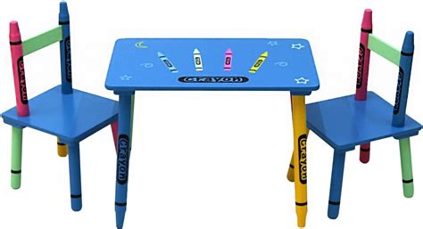 Oypla Childrens Wooden Crayon Table And Chairs Set Kids Room Furniture