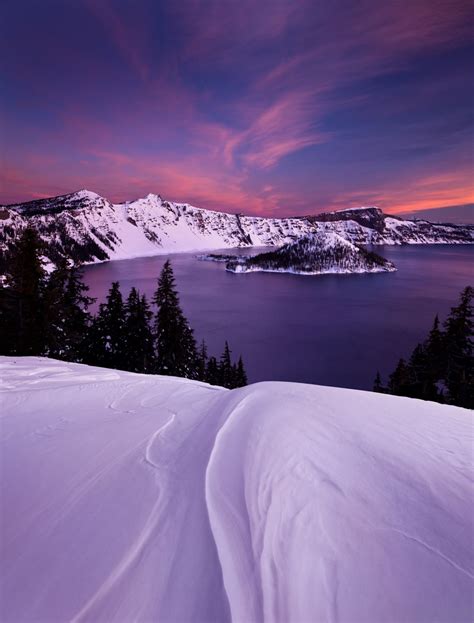 Winter Sunset At Crater Lake National Park Findyourpark Oregon