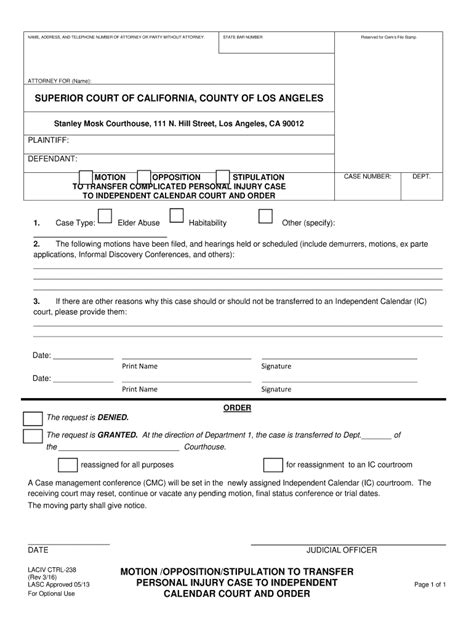 Los Angeles County Superior Court Civil Case Worksheet Numbers