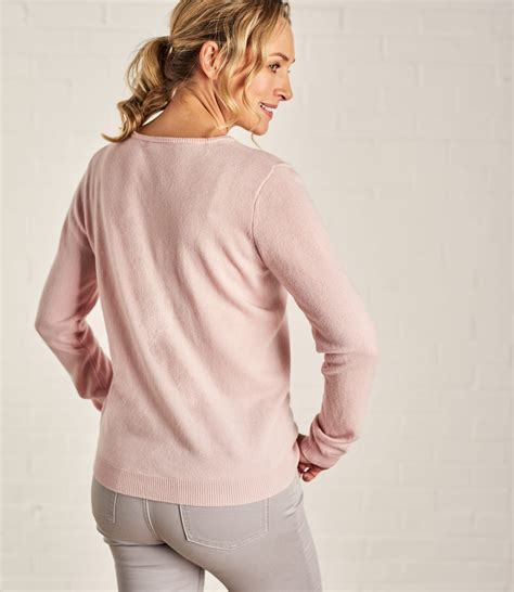Pale Pink Womens Cashmere And Merino V Neck Knitted Sweater Woolovers Uk