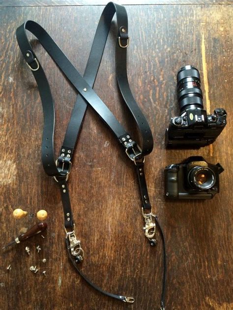 Black Leather Camera Harness Made For Multiple Cameras This Camera