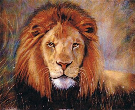 Artist Angela Lekas Beautiful Lion Face With Black Mane