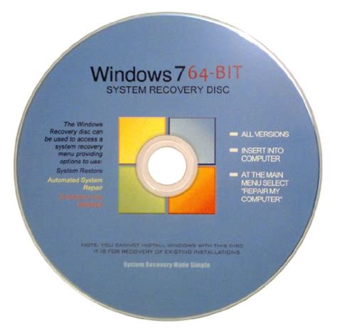 Windows 7 64 Bit Recovery Boot Disc Disk Cd All Versions 2012 Latest