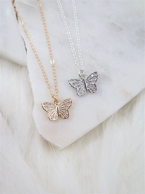 Butterfly Necklace Simple Necklace Dainty Necklace Etsy