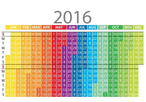 Colorful Vertical Calendar 2016 85975 Vector Art at Vecteezy