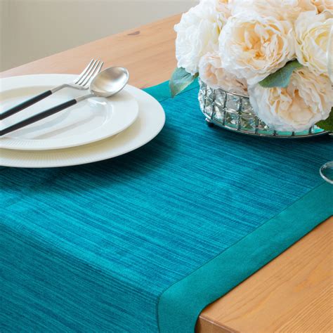 Teal Blue Long Table Runner 120 Inches Long V Ends For Etsy