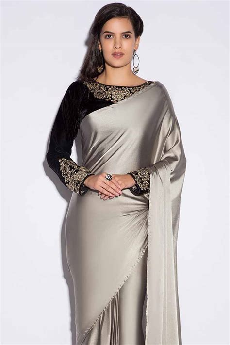 Satin Saree Blouse Designs Georgette Plain Simple Saree Embroidered Blouse Custom Satin