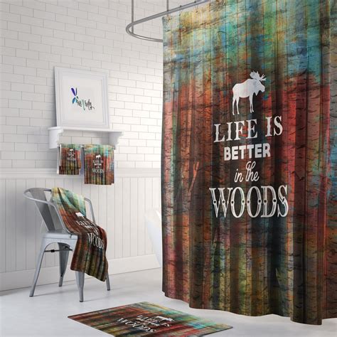 Rustic Lodge Shower Curtain Optional Bathroom Set Moose Bathroom Decor