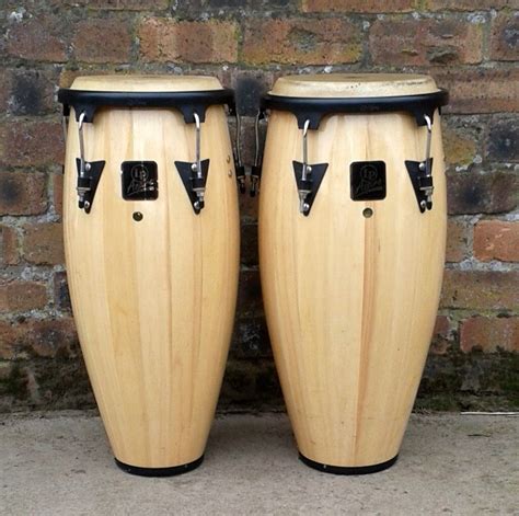 Pair Of Latin Percussion Lp Aspire Conga Drums Natural Wood In Cupar