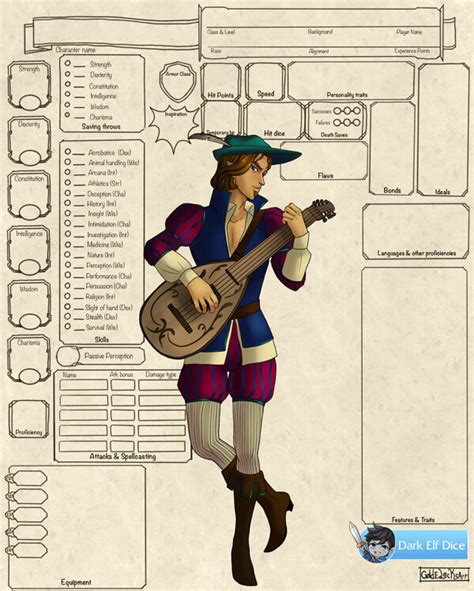 Free Dnd 5e Character Sheets Custom Art Download And Print 2022
