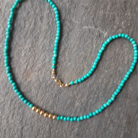 Turquoise Necklace Choker K Gold Fill Or Sterling Silver Real Mm