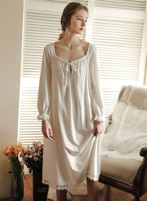 Vintage Peignoir Long Nightgown Women White Nightgowns Etsy