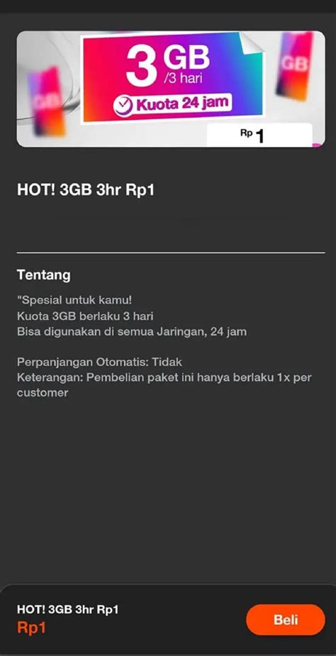 Paket Internet Tri Kuota 3GB Rp 1 Masa Berlaku 3 Hari - System Impian