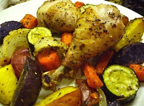 <p>a hearty, easy sunday night dinner that doesn't take all afternoon to prepare. Herb Roasted Drumsticks & Veggies (GF) | Recipe | Roasted ...