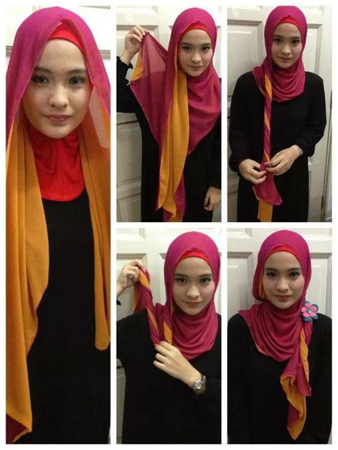 88 gambar menarik tutorial hijab pashmina tutup dada sayang via aovelhasoueu.blogspot.com. Cara Memakai Jilbab Segi Empat Kreasi Modern