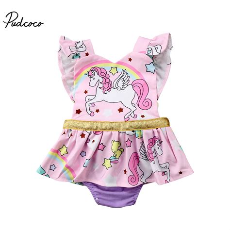 2018 Brand New Newborn Toddler Infant Baby Girl Unicorn Romper Jumpsuit