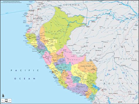 Peru Political Wall Map