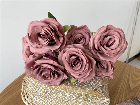10pcs Dusty Rose With Long Stems Dusty Rose Wedding Flower For Etsy