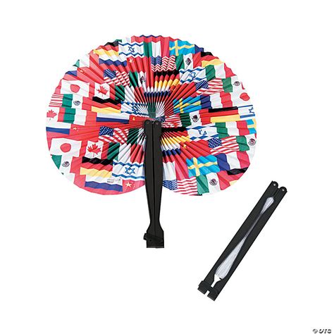 Flags Around The World Folding Hand Fans 12 Pc Oriental Trading