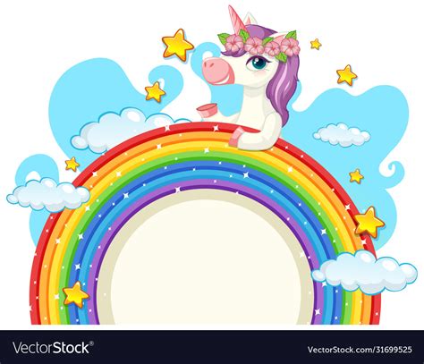 Cute Unicorn With Blank Banner Royalty Free Vector Image