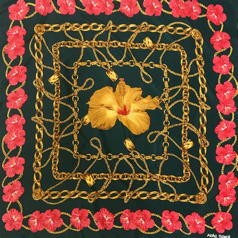 Aloha Hawaii Silk Scarf Vintage Scarves Kk Size 34 Inches Etsy
