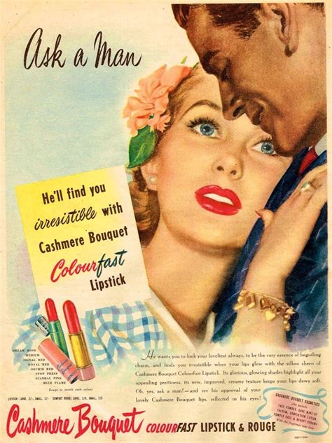 Cashmere Bouquet Lipstick Ad 1950 Vintage Makeup Ads Vintage Ads