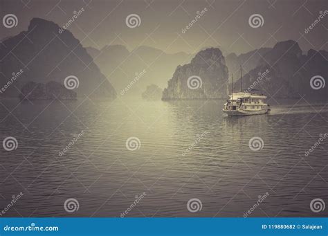 Misty Halong Bay Vietnam Stock Photo Image Of Scenic 119880682