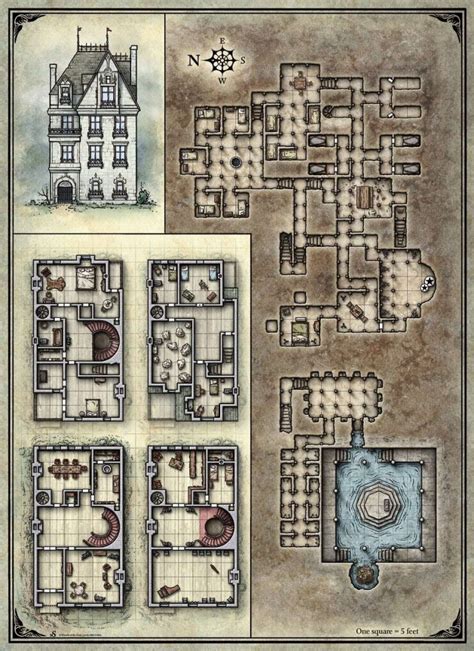 Printable Death House Maps Dungeon Masters Guild Dungeon Masters
