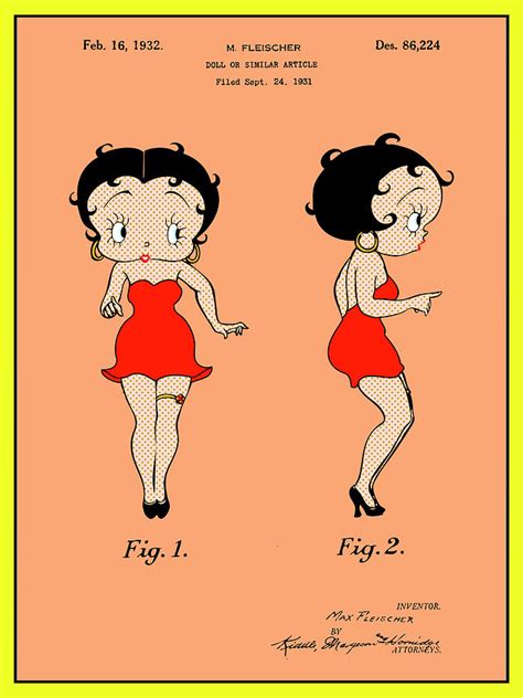 1931 Betty Boop Colorized Pop Art Patent Print Drawing By Greg Edwards Pixels