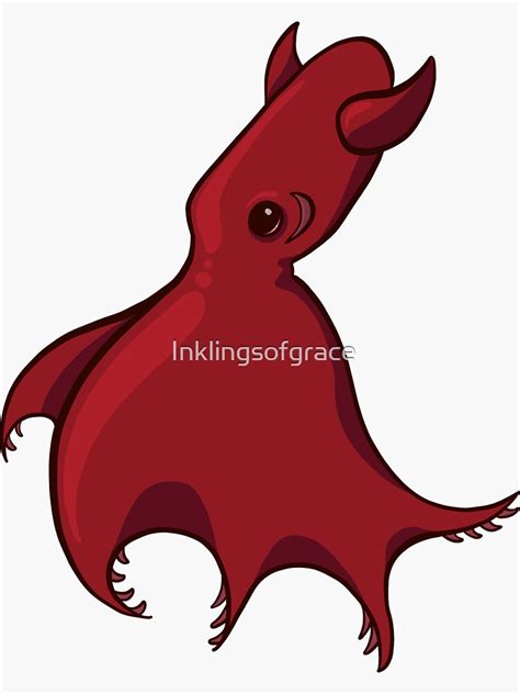 Cute Little Red Vampire Squid Sticker For Sale By Inklingsofgrace